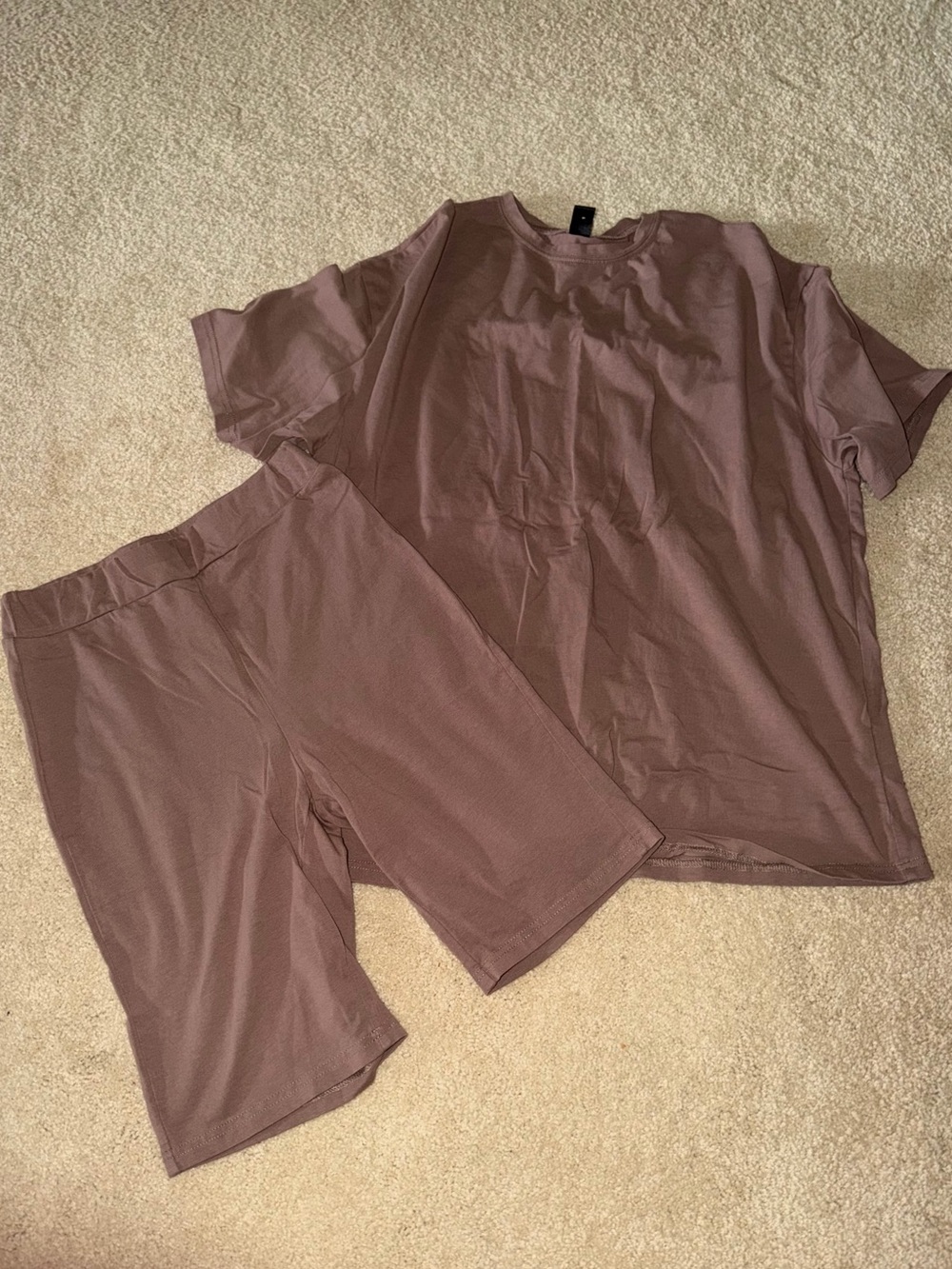 SHEIN Women's Two-Piece Athletic Short Set in brown.